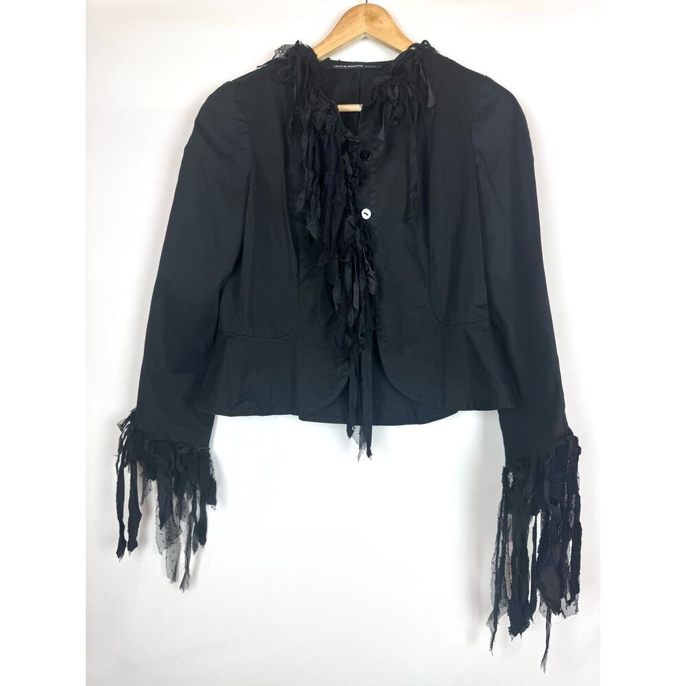 JACKIE ROGERS Black Ruffle Blazer Jacket Witchy Coquette Whimsigoth Festival